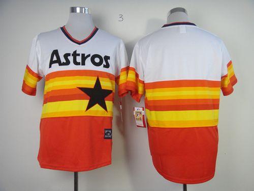 Mitchell And Ness Astros Blank White/Orange Stitched Throwback MLB Jersey - Click Image to Close